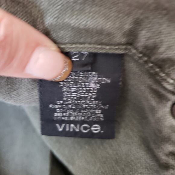VINCE MULTI POCKET ZIP FRONT GREEN SKINNY JEANS SIZE 27 - Picture 2 of 6
